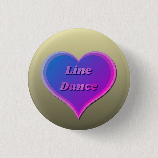 Line dance Love Heart  3 Cm Round Badge (Front)