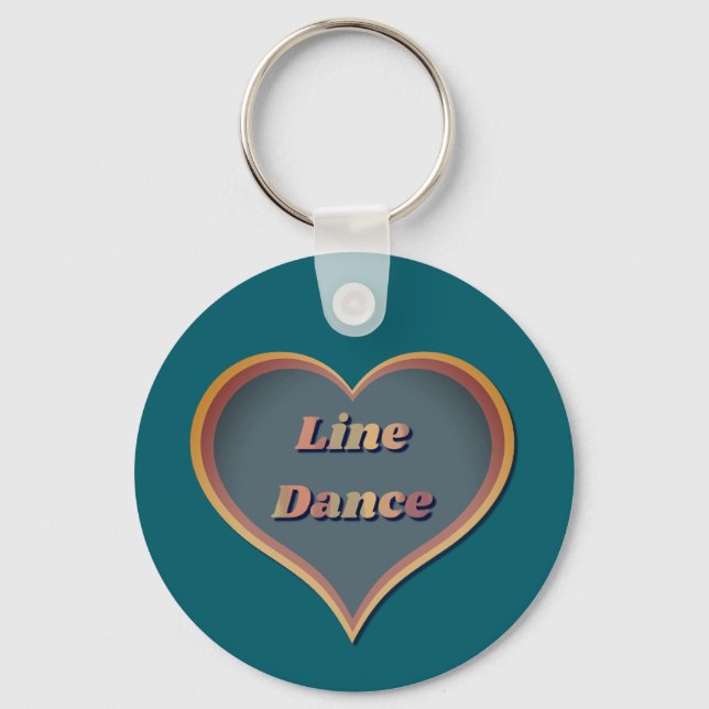 Line dance Love Heart  Key Ring (Front)
