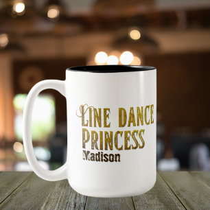 Line dance princess gold name Two-Tone coffee mug