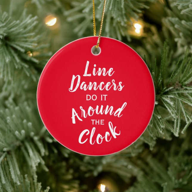 Line Dancer Gift Custom Message Colour Christmas Ceramic Ornament (Tree)