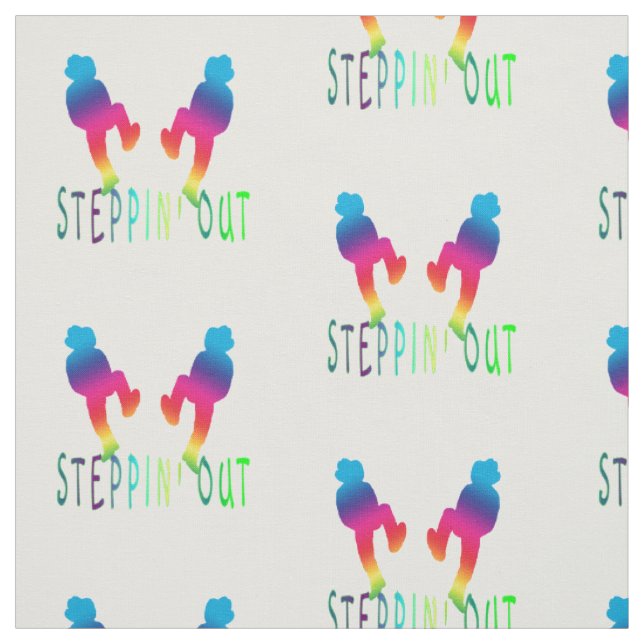 Line Dancer Steppin' Out Neon Rainbow Fabric (Swatch)