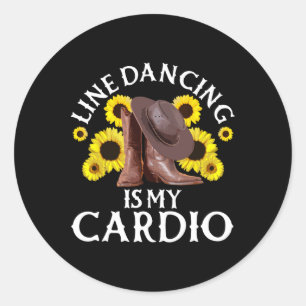 Line Dancing Art For Women Men Country Dancing Rod Classic Round Sticker