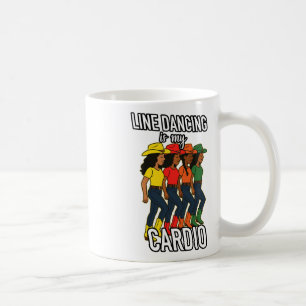 Line Dancing Cardio Black Women Dancers Cowboy Boo Coffee Mug