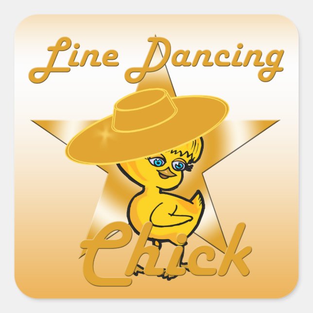 Line Dancing Chick #10 Square Sticker (Front)