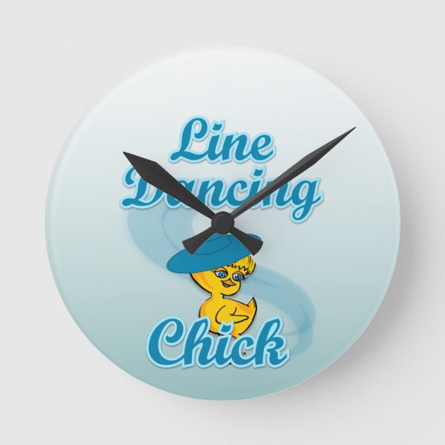 Line Dancing Chick #3 Round Clock (Front)