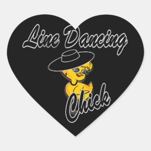Line Dancing Chick #4 Heart Sticker