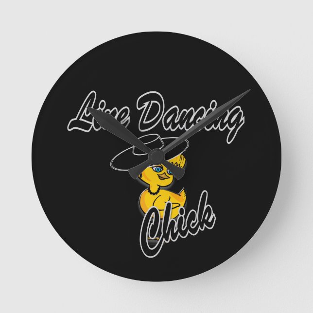 Line Dancing Chick #4 Round Clock (Front)