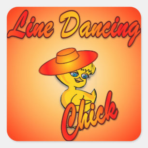 Line Dancing Chick #5 Square Sticker