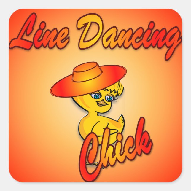 Line Dancing Chick #5 Square Sticker (Front)
