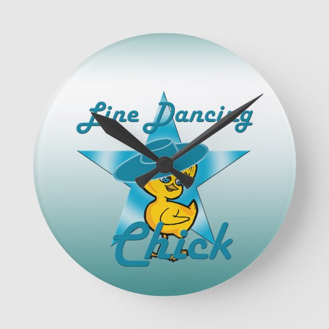 Line Dancing Chick #7 Round Clock (Front)