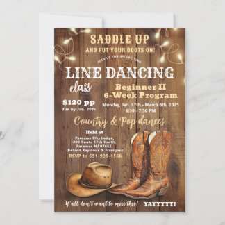 Line Dancing Class Flyer, Country Dance Program Ad