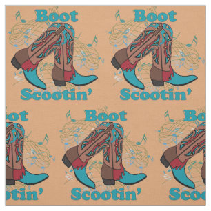 Line Dancing Country Dance Cowboy Boot Scootin" Fabric