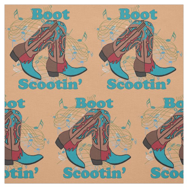 Line Dancing Country Dance Cowboy Boot Scootin" Fabric (Swatch)
