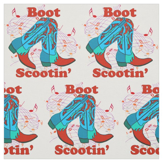 Line Dancing Country Dance Cowboy Boot Scootin" Fabric (Swatch)