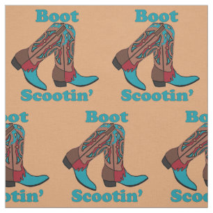 Line Dancing Country Dance Cowboy Boot Scootin" Fabric