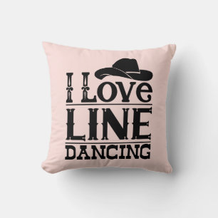 Line Dancing Cowboy Hat Country Music Blush Pink Cushion