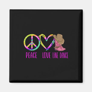 Line Dancing Dance Teacher Tie Dye Peace Love Line Magnet