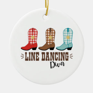 Line Dancing Diva Ceramic Ornament