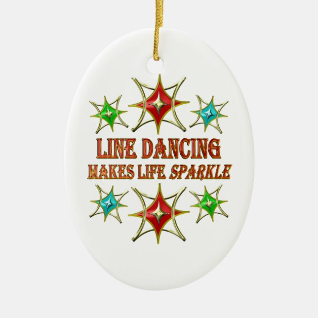 LINE DANCING FANCY STARS CERAMIC ORNAMENT (Front)