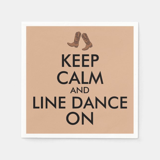 Line Dancing Gift Keep Calm Dancer Cowboy Boots Napkin (Front)