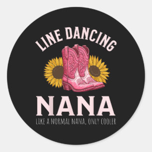 Line Dancing Grandma Nana Women Country Classic Round Sticker