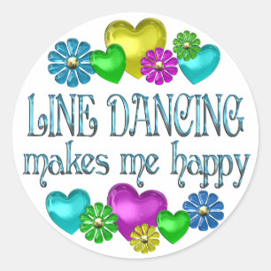 Line Dancing Happinness Classic Round Sticker