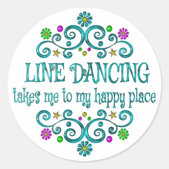Line Dancing Happy Place Classic Round Sticker (Front)