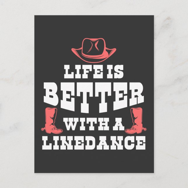 Line Dancing Life Funny Country Line Dancer Boots Postcard (Front)