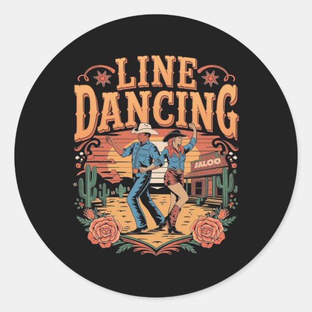 Line Dancing Line Dance Team  Classic Round Sticker (Front)