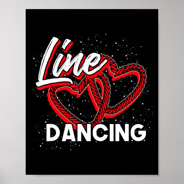 Line Dancing Lover Cowboy Valentines Day Gift Line Poster (Front)