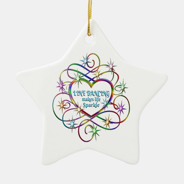 Line Dancing Makes Life Sparkle Ceramic Ornament (Front)