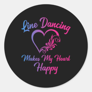 Line Dancing Makes My Heart Happy Country Dancer D Classic Round Sticker