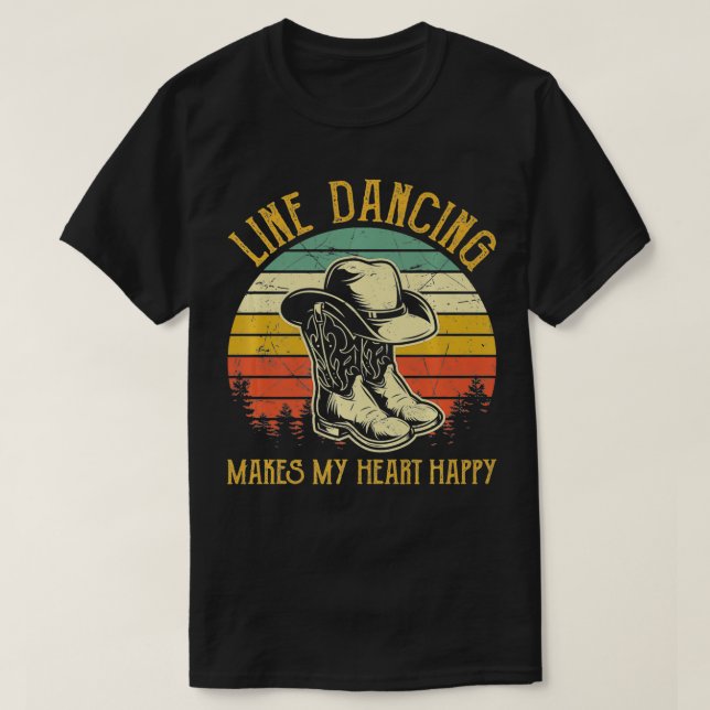 Line Dancing Makes My Heart Happy Tshirt Country M (Design Front)