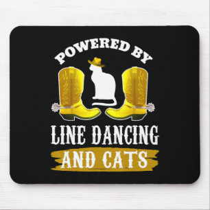 Line Dancing Shirt Funny Cat Lover Country Music L Mouse Pad