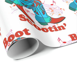 Line Dancing Western Cowboy Boots Boot Scootin' Wrapping Paper