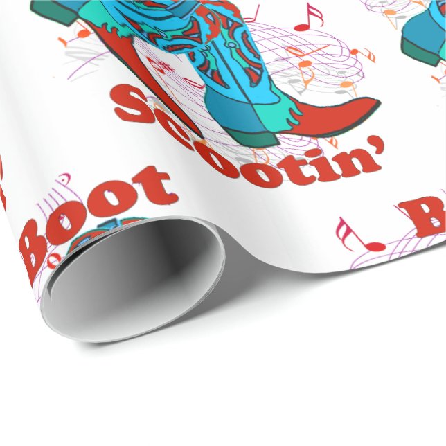 Line Dancing Western Cowboy Boots Boot Scootin' Wrapping Paper (Roll Corner)