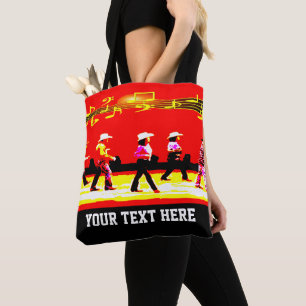 Line Dancing Western Group Red (YOUR TEXT) Tote Bag