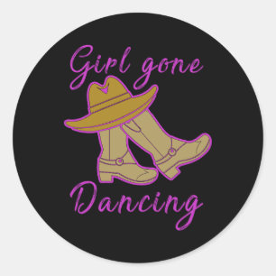Line Dancing Women Cowgirl Yeehaw Line Dance Classic Round Sticker