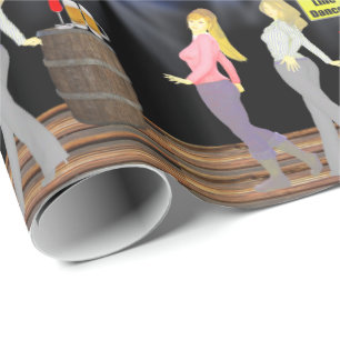Line Dancing Women With Caution Sign Wrapping Paper