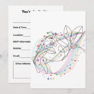 Line drawing face design simple arty design invitation