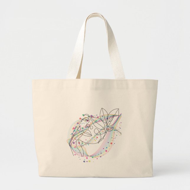 Line drawing face design simple arty design  large tote bag (Front)