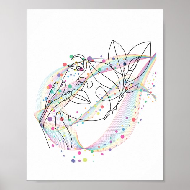 Line drawing face design simple arty design  poster (Front)