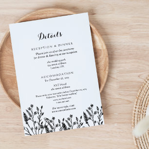 line drawing flower minimalist wedding details enclosure card