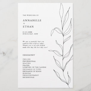 Line Drawing Foliage Leaf Ceremony Program