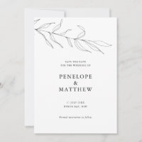 Line Drawing Foliage Leaf Wedding Invitation