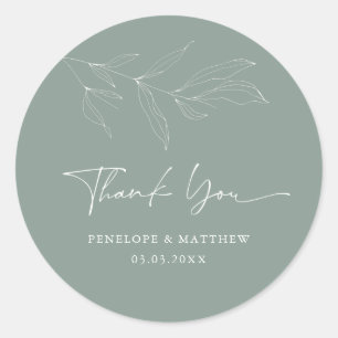 Line Drawing Foliage Sage Thank you Sticker