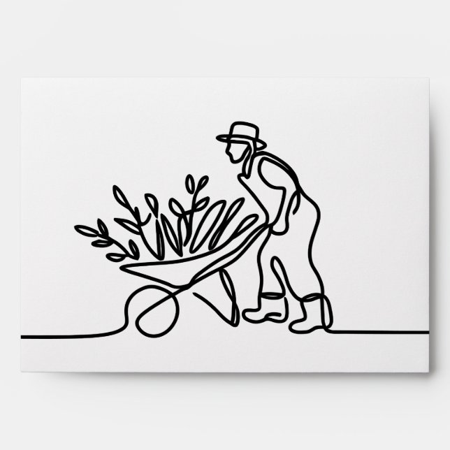 line drawing of a farmer or gardener envelope (Front)