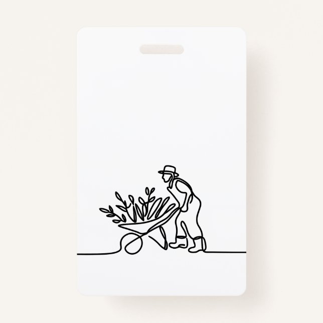 line drawing of a farmer or gardener ID badge (Front)