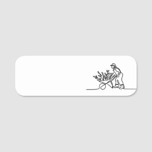 line drawing of a farmer or gardener name tag