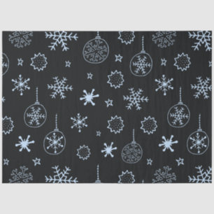 Line Drawing Ornaments and Snowflakes Christmas Tissue Paper